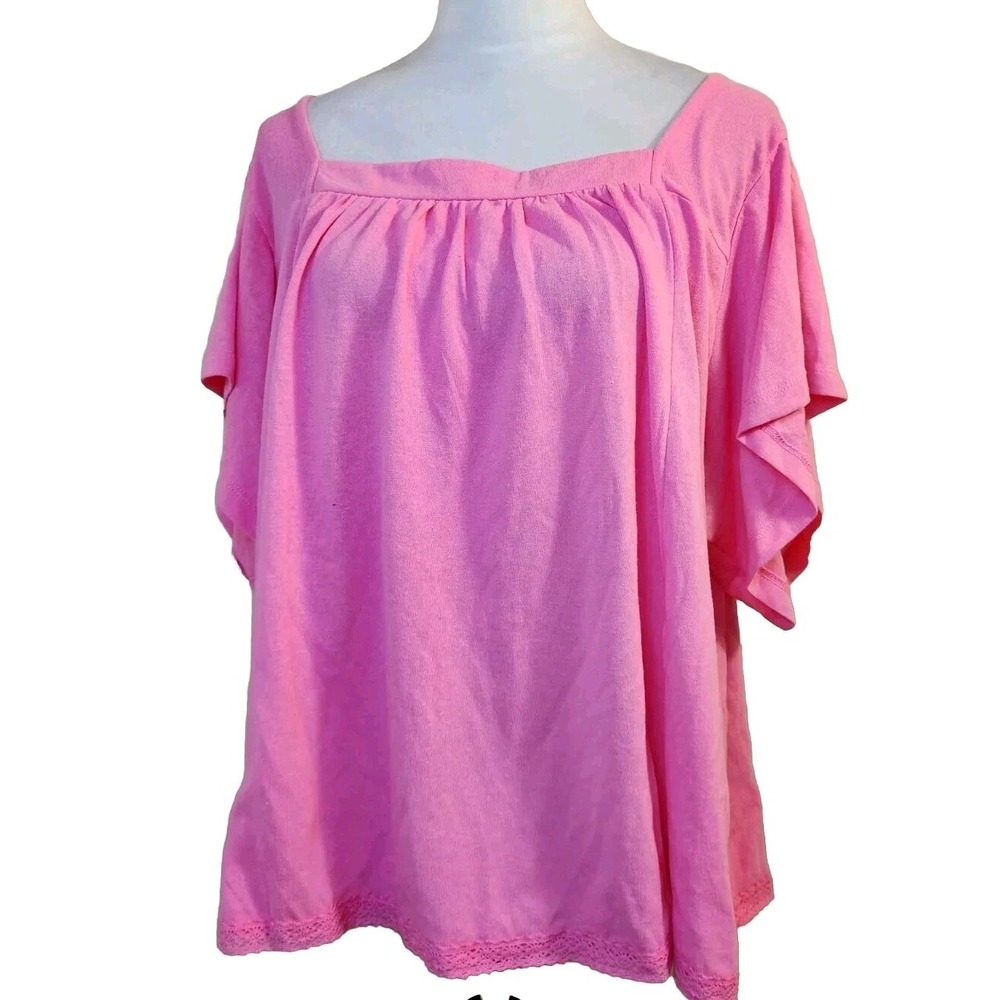 NWT‎ Umgee Womens Smocked Peasant Blouse Sz Large Pink Back Tie Babydoll Top NEW